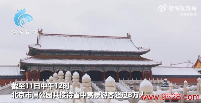 北京游来宾从众式赏雪：扎堆拍故宫