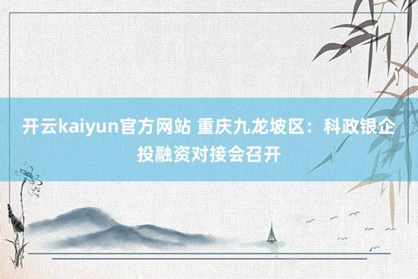 开云kaiyun官方网站 重庆九龙坡区：科政银企投融资对接会召开