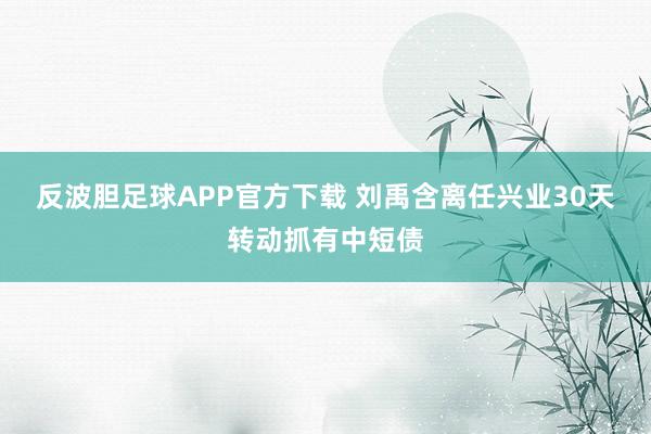 反波胆足球APP官方下载 刘禹含离任兴业30天转动抓有中短债