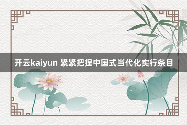 开云kaiyun 紧紧把捏中国式当代化实行条目