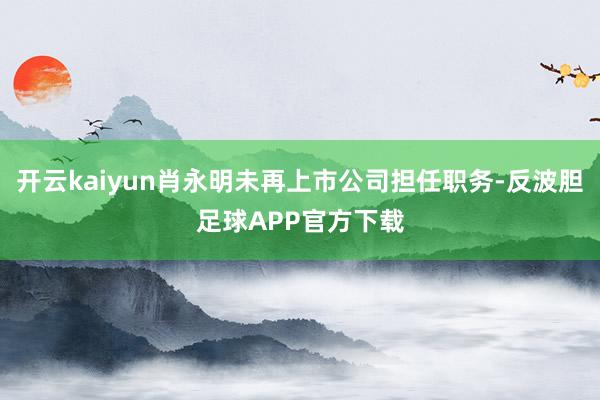 开云kaiyun肖永明未再上市公司担任职务-反波胆足球APP官方下载