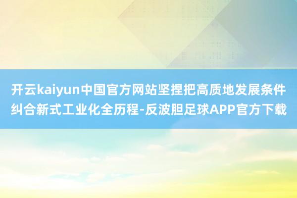 开云kaiyun中国官方网站坚捏把高质地发展条件纠合新式工业化全历程-反波胆足球APP官方下载